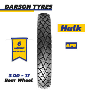 HULK 3.00-17 (Rear Wheel) - 125CC Motorcycle Tyre and Tube Set DARSON TYRES