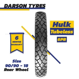 HULK 90/90-18 (Rear Wheel) - YBR / GSX 125 / 125CC Motorcycle Tubeless Tyre DARSON TYRES