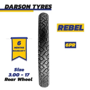 REBEL 3.00-17 (Rear Wheel) - 125CC Motorcycle Tyre and Tube Set DARSON TYRES