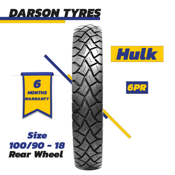 HULK 100/90-18 (Rear Wheel) - CB 150CC Motorcycle Tyre and Tube Set DARSON TYRES