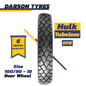 HULK 100/90-18 (Rear Wheel) - CB 150CC Motorcycle Tubeless Tyre DARSON TYRES