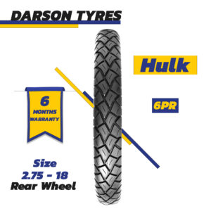 HULK 2.75-18 (Rear Wheel) - 100CC Motorcycle Tyre and Tube Set DARSON TYRES