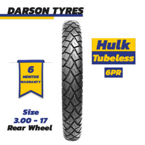 HULK 3.00-17 (Rear Wheel) - 125CC Motorcycle Tubeless Tyre DARSON TYRES