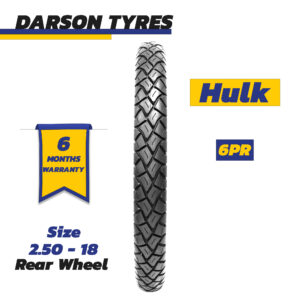 HULK 2.50-18 (Rear Wheel) - 100CC Motorcycle Tyre and Tube Set DARSON TYRES