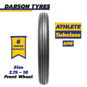 Athlete 2.75-18 (Front Wheel) - 100CC - 125 YBR - YBZ - Motorcycle Tubeless Tyre - DARSON TYRES